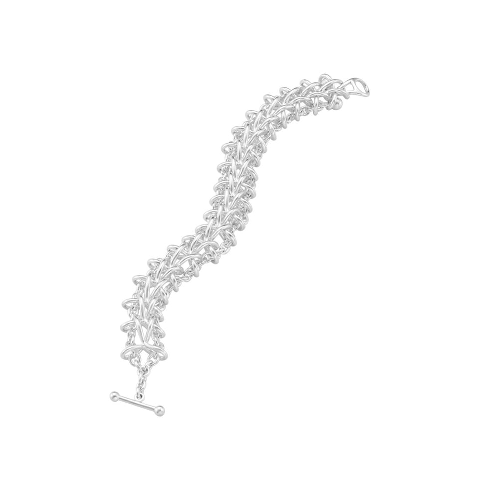 Georg Jensen Weft Double Link Sterling Silver Bracelet at David M Robinson