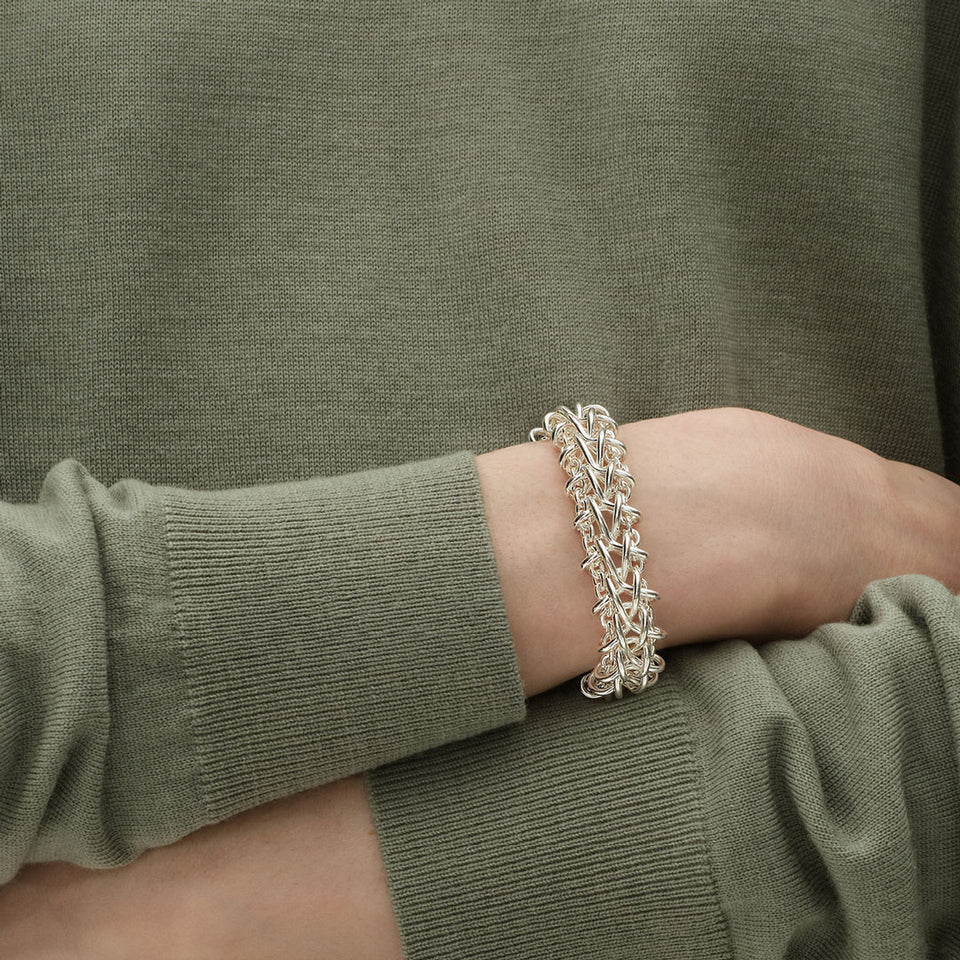 Georg Jensen Weft Double Link Sterling Silver Bracelet at David M Robinson
