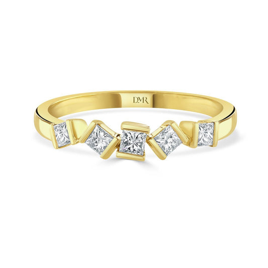 Hopscotch 18ct Yellow Gold Diamond Stacking Ring at David M Robinson