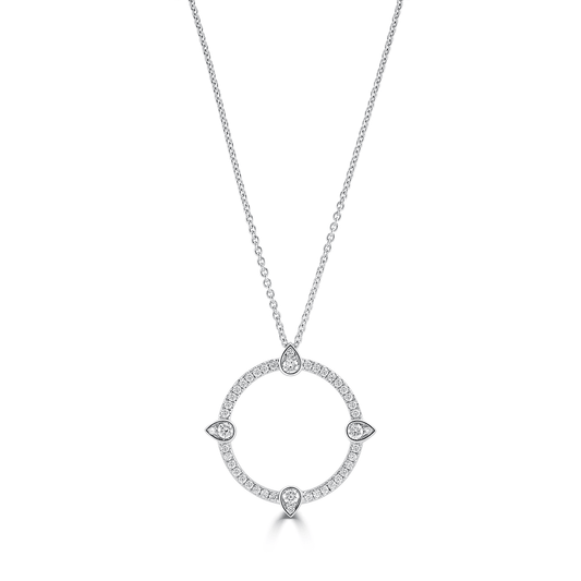 Compass White Gold Large Diamond Pendant