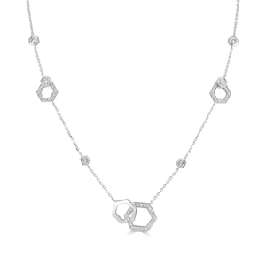 Honeycomb White Gold Diamond Necklace