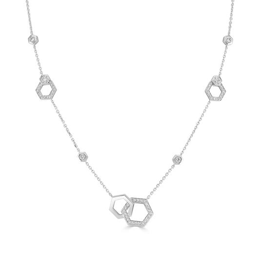 Honeycomb White Gold Diamond Necklace
