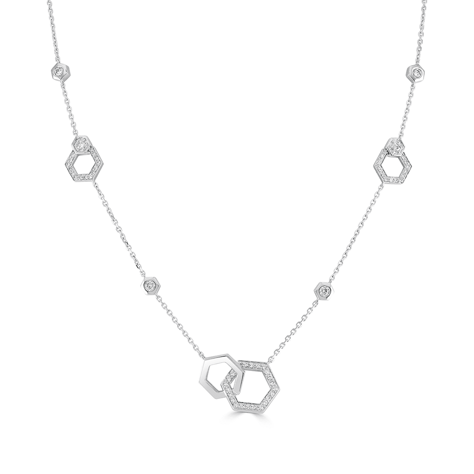 Honeycomb White Gold Diamond Necklace