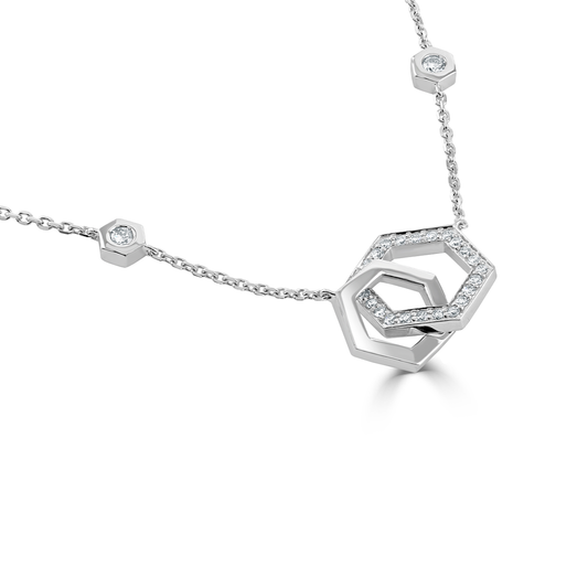 Honeycomb White Gold Diamond Necklace