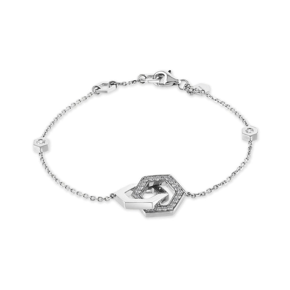 Honeycomb 18ct White Gold Diamond Bracelet at David M Robinson