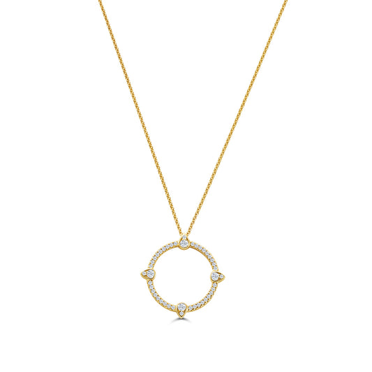 Compass 18ct Yellow Gold Diamond Pendant at David M Robinson