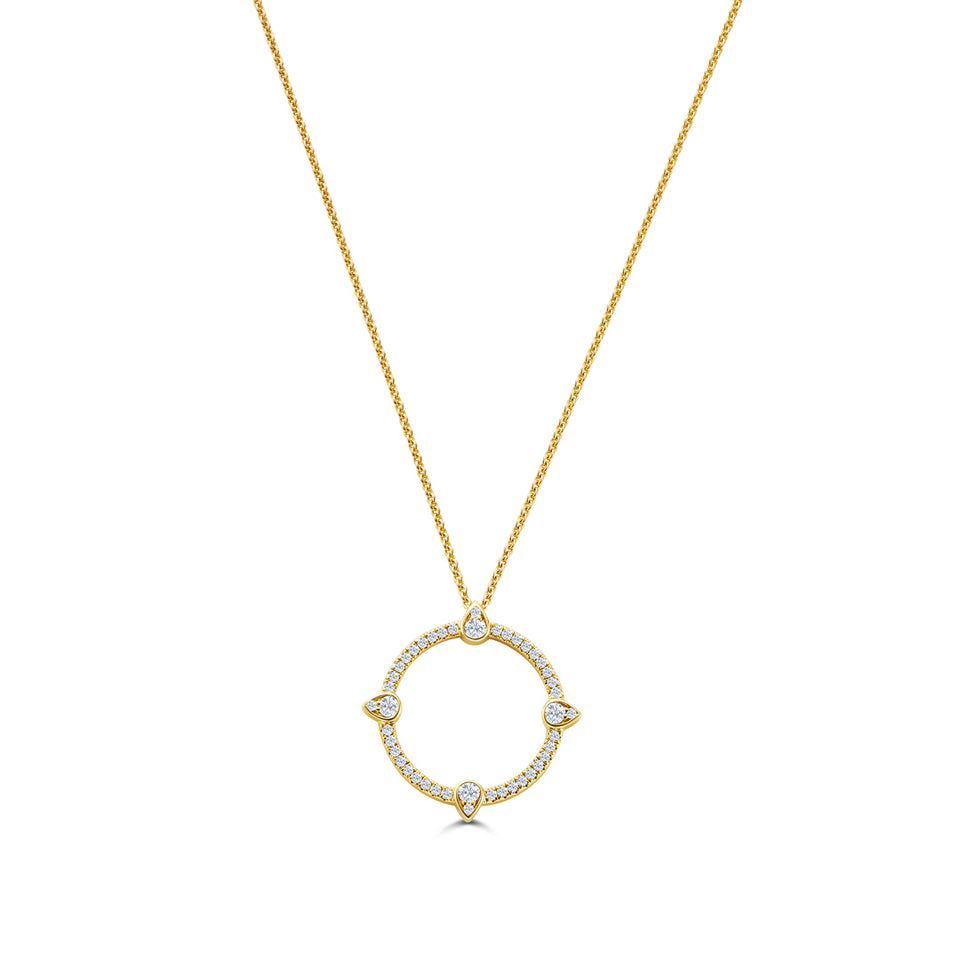 Compass 18ct Yellow Gold Diamond Pendant at David M Robinson