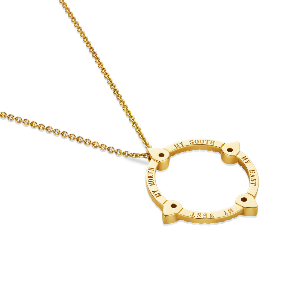 Compass 18ct Yellow Gold Diamond Pendant at David M Robinson