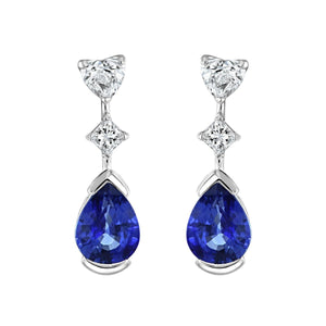 Pear Shape Sapphire & Diamond Drop Earrings