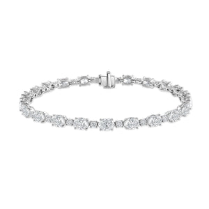 White Gold Oval & Round Brilliant Cut Diamond Bracelet
