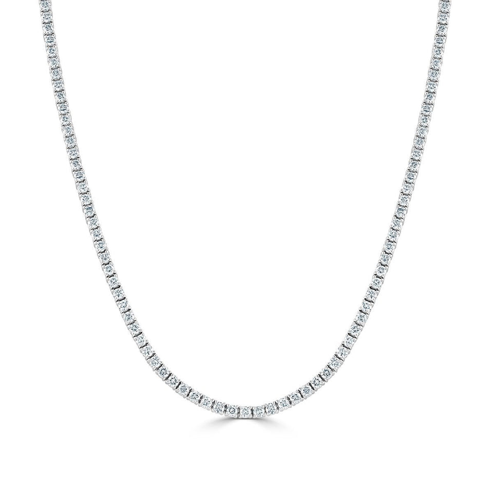 18ct White Gold Round Brilliant Cut Diamond Flexi Line Necklace at David M Robinson
