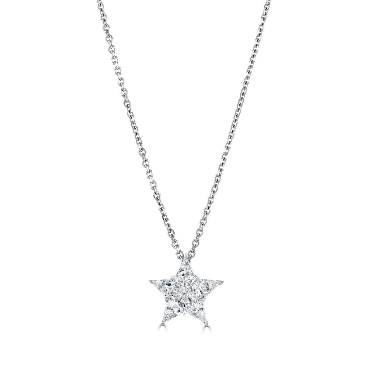 18ct White Gold & Diamond Star Pendant at David M Robinson