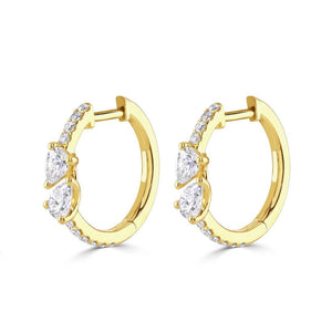 Ditto Yellow Gold Pear Shape Diamond Hoop Earrings