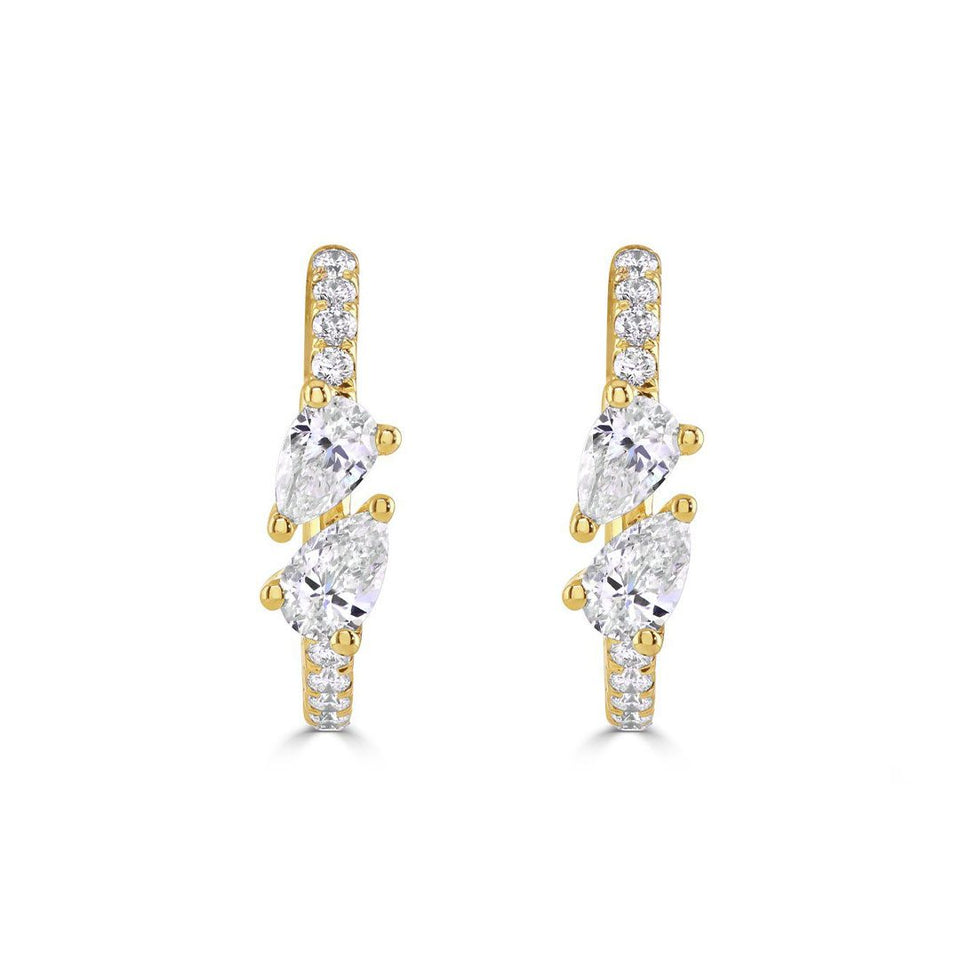 Ditto 18ct Yellow Gold Pear Shape Diamond Hoop Earrings at David M Robinson