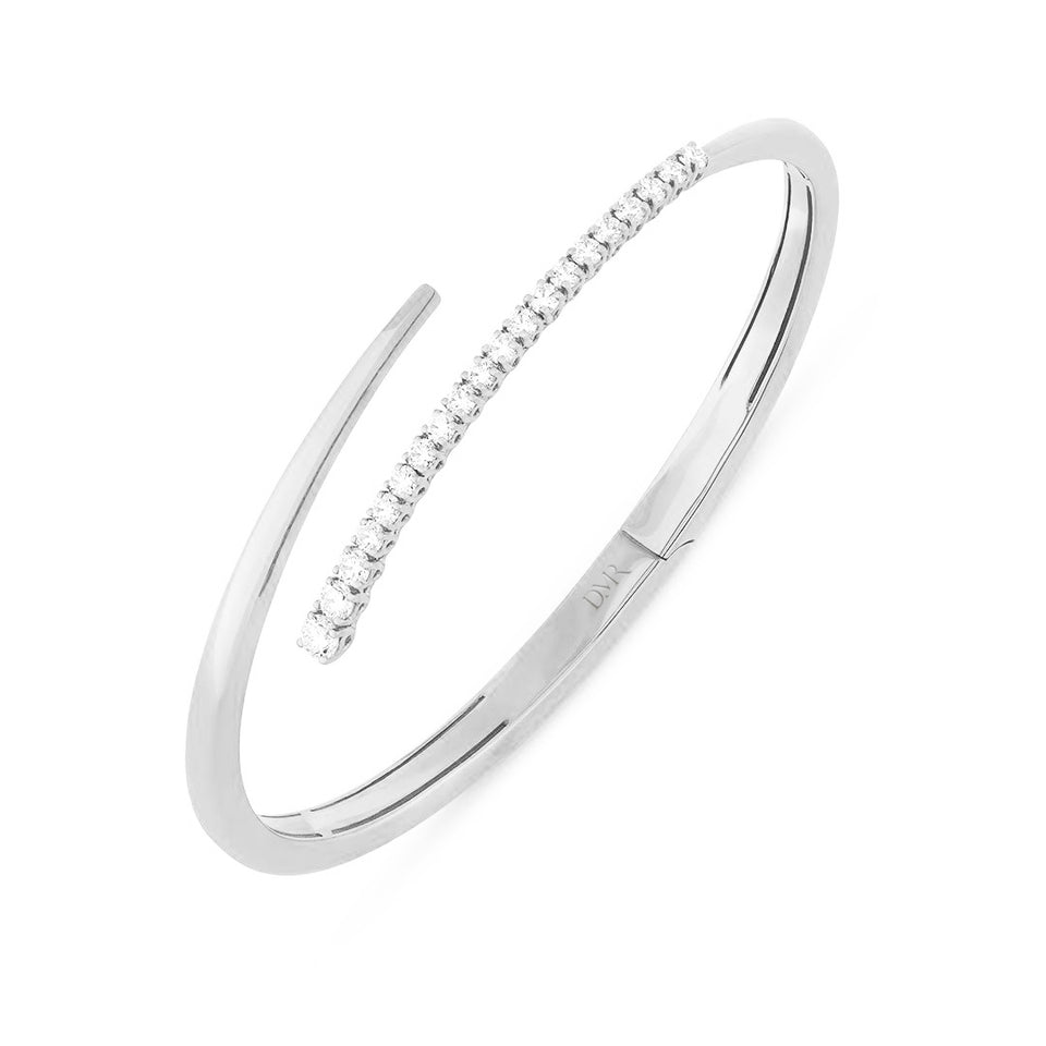 18ct White Gold Crossover Diamond Bangle at David M Robinson