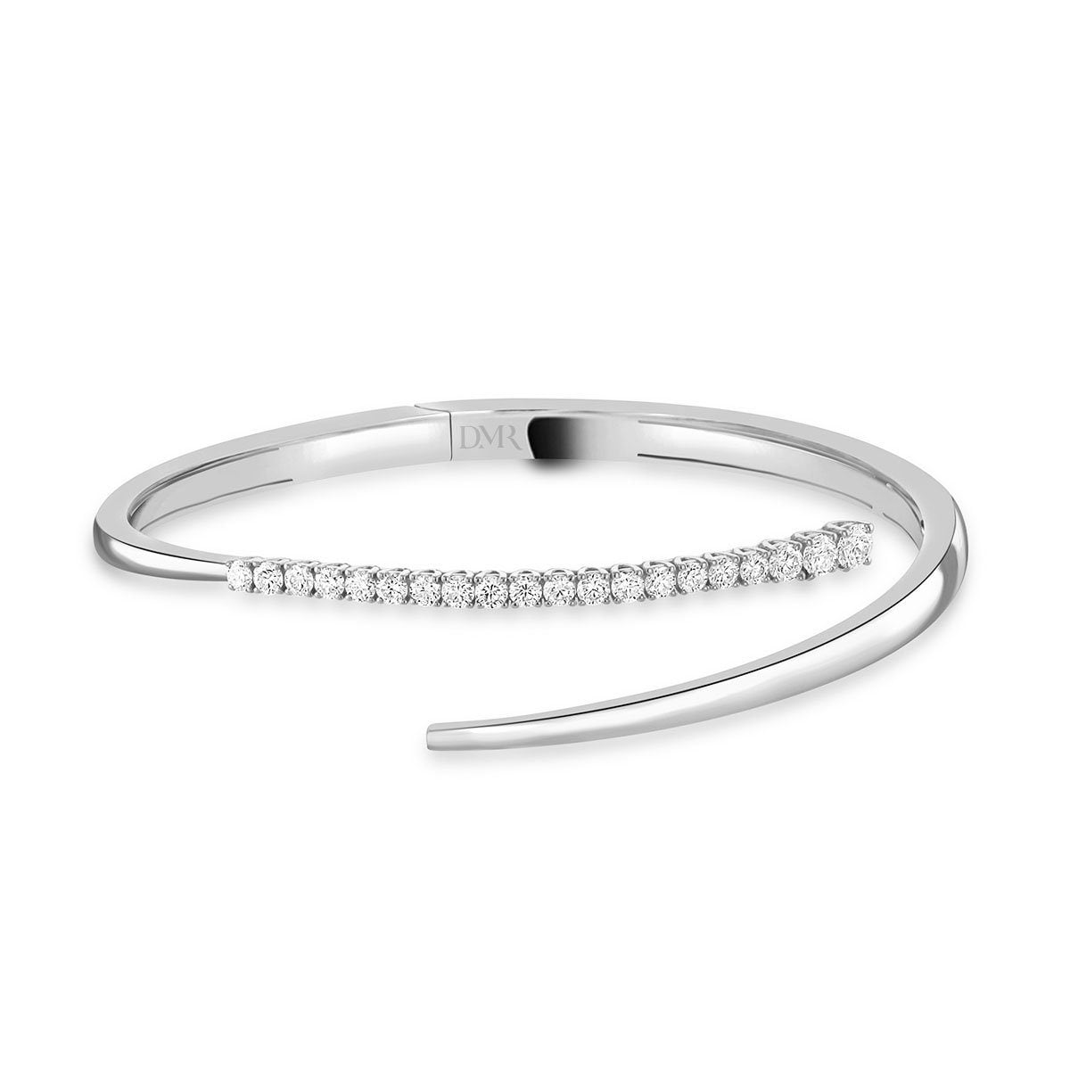 18ct White Gold Crossover Diamond Bangle at David M Robinson