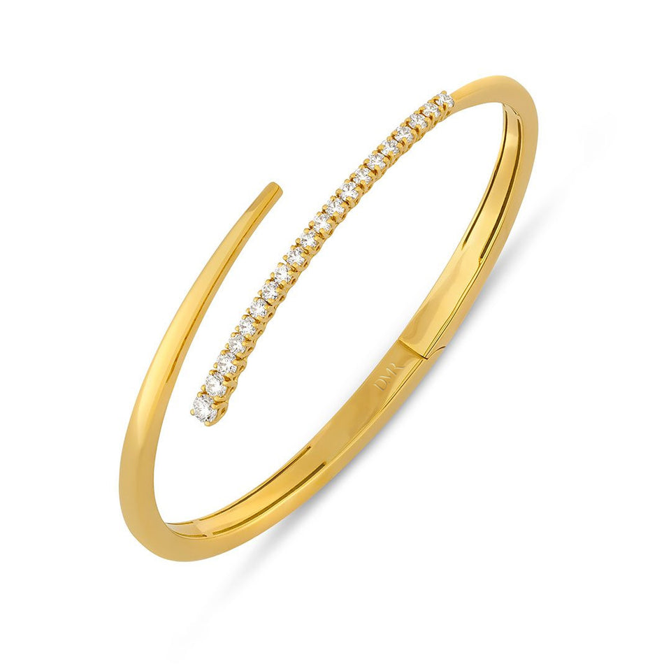 18ct Yellow Gold Crossover Diamond Bangle at David M Robinson
