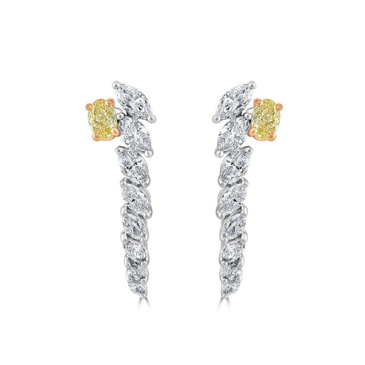 White & Rose Gold Diamond Drop Earrings at David M Robinson
