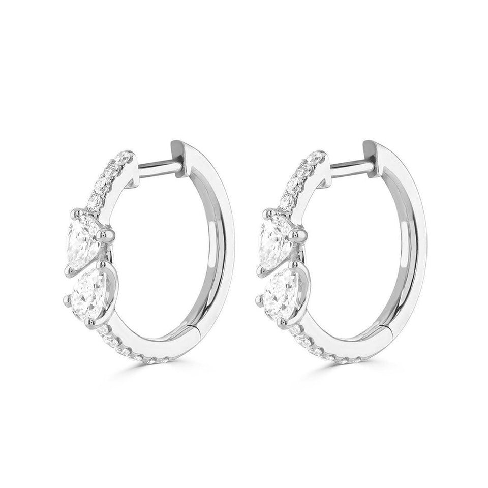 Ditto 18ct White Gold Pear Shape Diamond Hoop Earrings at David M Robinson