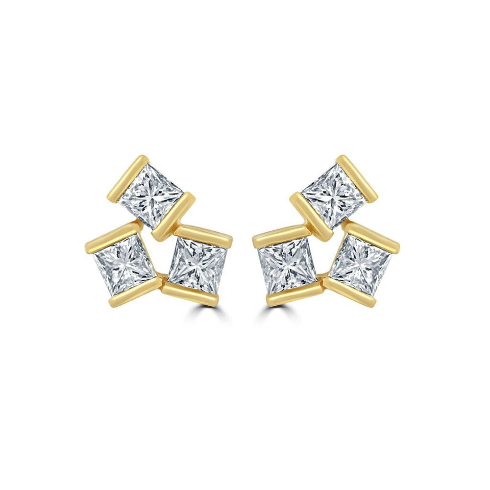 Hopscotch 18ct Yellow Gold Diamond Stud Earrings at David M Robinson