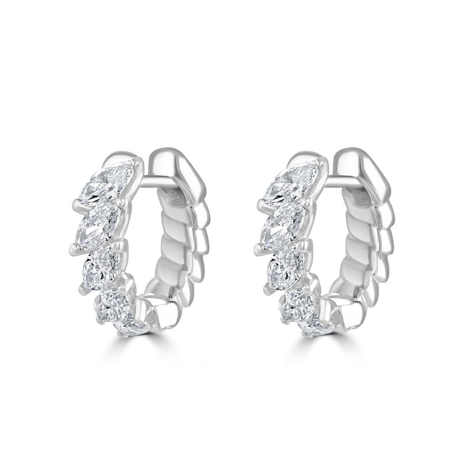 White Gold Marquise Diamond Hoop Earrings at David M Robinson