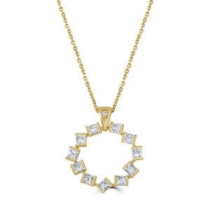 Hopscotch Yellow Gold Large Diamond Circle Pendant