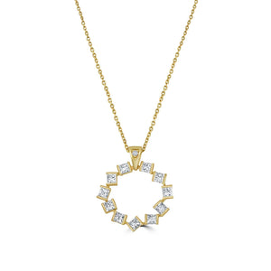 Hopscotch 18ct Yellow Gold Large Diamond Circle Pendant