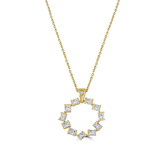 Hopscotch 18ct Yellow Gold Large Diamond Circle Pendant