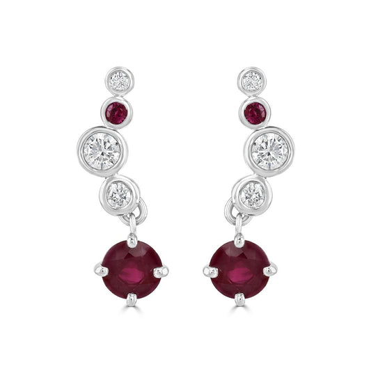 David M Robinson Platinum Diamond and Ruby Earrings