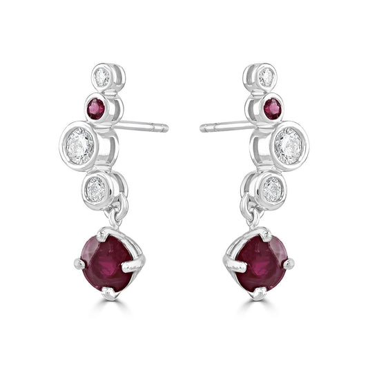 David M Robinson Platinum Diamond and Ruby Earrings