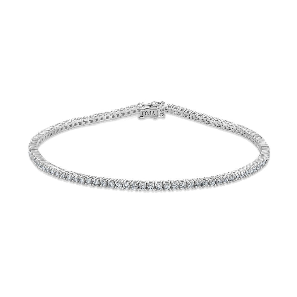 18ct White Gold Round Brilliant Cut Diamond Tennis Bracelet at David M Robinson