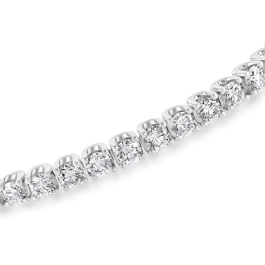 White Gold Round Brilliant Cut Diamond Tennis Bracelet at David M Robinson