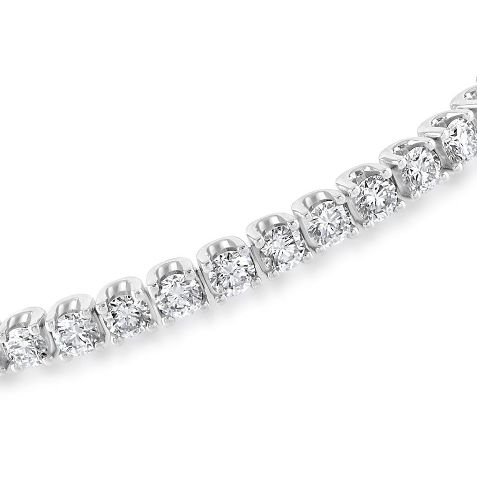 White Gold Round Brilliant Cut Diamond Tennis Bracelet at David M Robinson