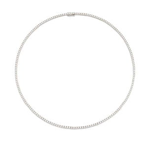 White Gold Round Brilliant Cut Diamond Line Necklace