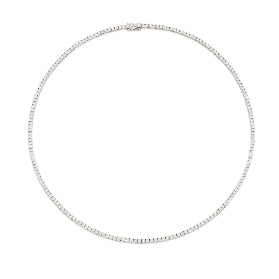 18ct White Gold Round Brilliant Cut Diamond Line Necklace at David M Robinson
