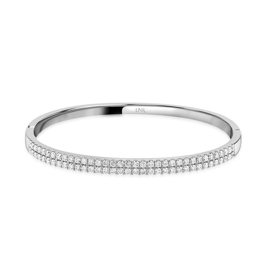 White Gold Two Row Diamond Bangle at David M Robinson