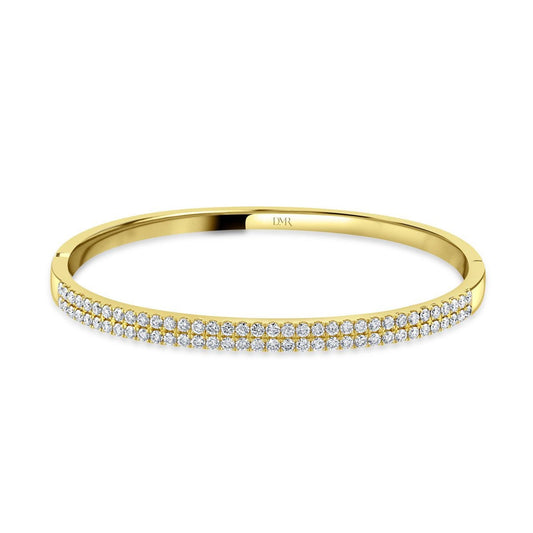 Yellow Gold Two Row Diamond Bangle at David M Robinson