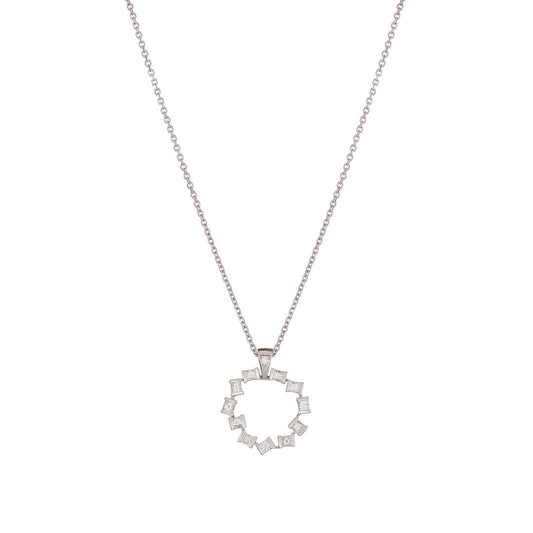 Hopscotch 18ct White Gold Diamond Small Circle Pendant at David M Robinson