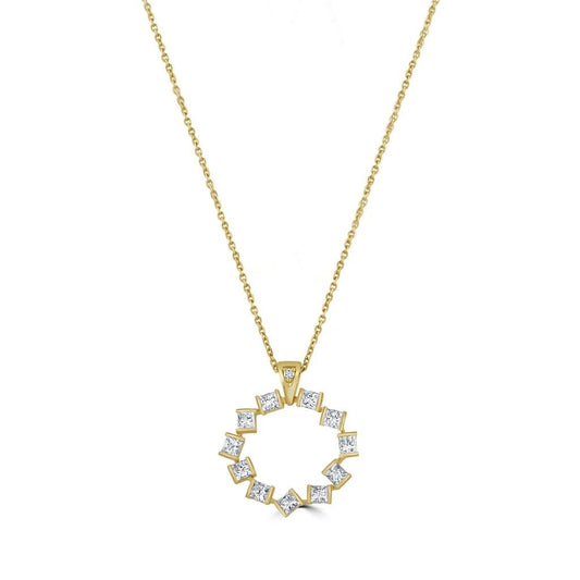 Hopscotch Yellow Gold Diamond Small Circle Pendant at David M Robinson