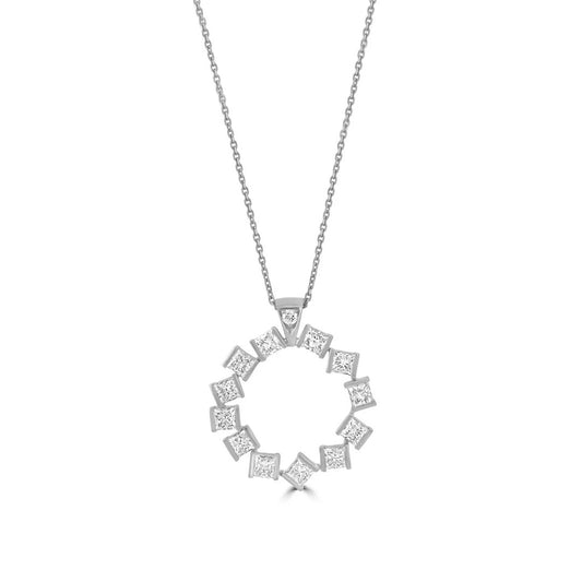 18ct white gold hopscotch diamond pendant