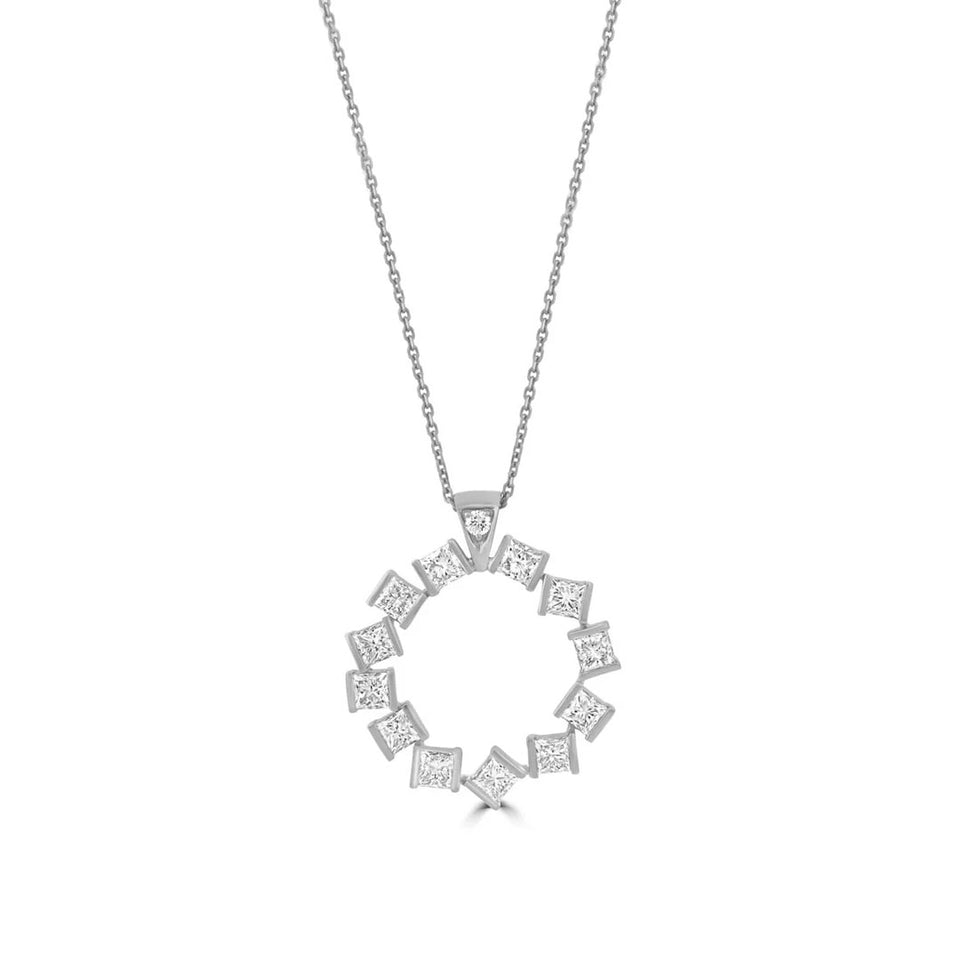 18ct white gold hopscotch diamond pendant