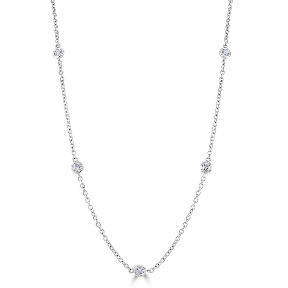 18ct White Gold Spectacle Set Diamond Necklace at David M Robinson
