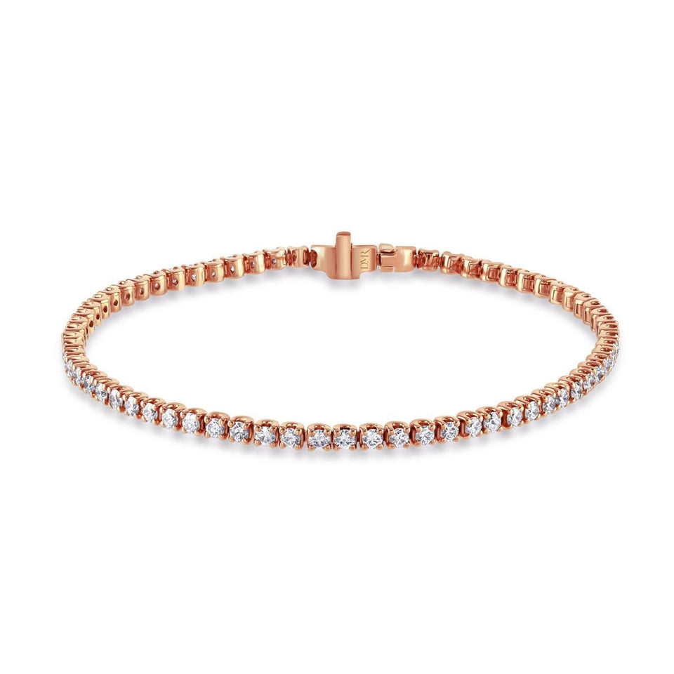 Rose Gold Round Brilliant Cut Diamond Tennis Bracelet at David M Robinson