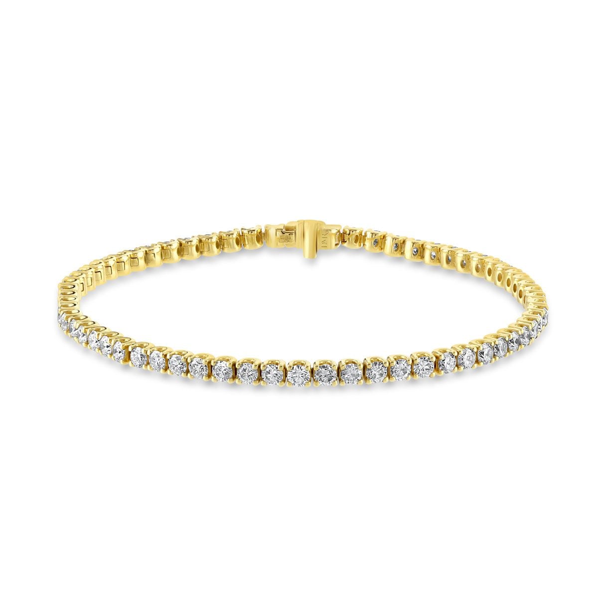 18ct Yellow Gold Round Brilliant Cut Diamond Tennis Bracelet at David M Robinson