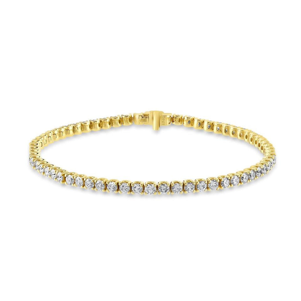 18ct Yellow Gold Round Brilliant Cut Diamond Tennis Bracelet at David M Robinson