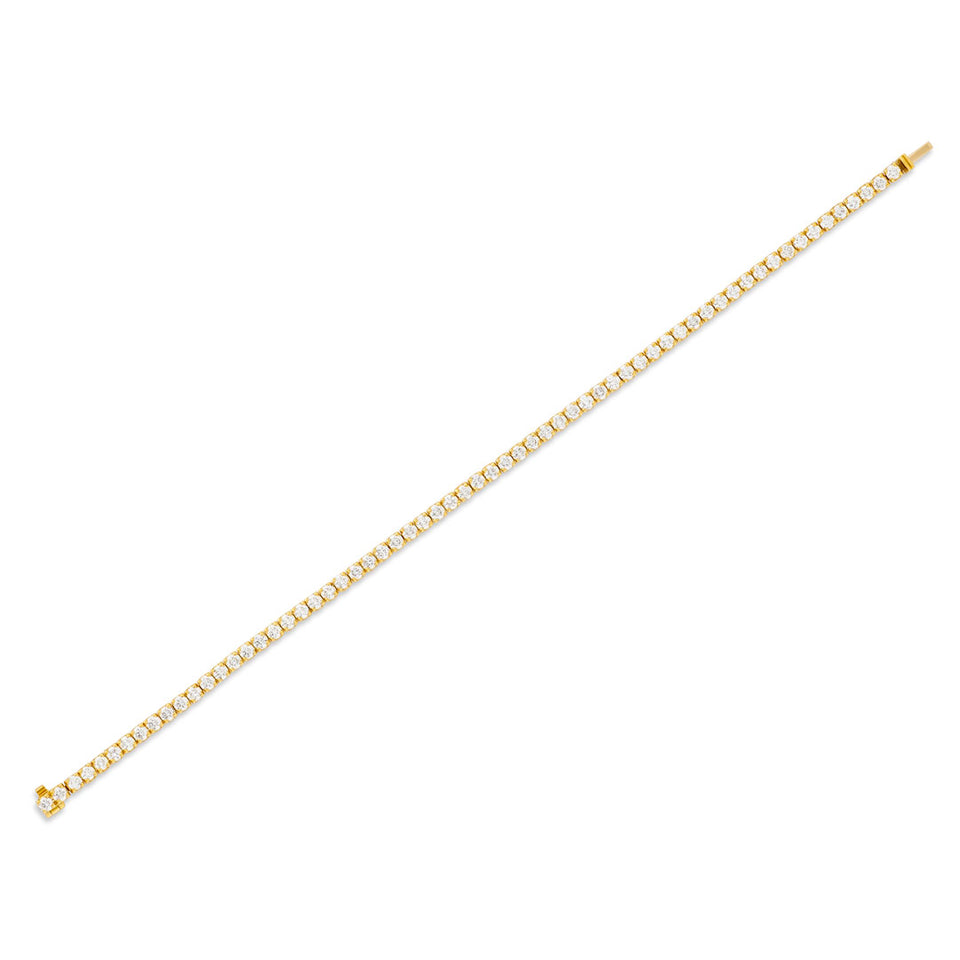 18ct Yellow Gold Round Brilliant Cut Diamond Tennis Bracelet at David M Robinson