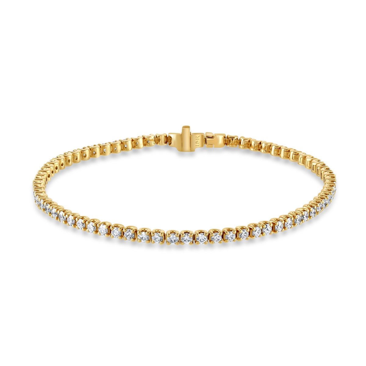 18ct Yellow Gold Round Brilliant Cut Diamond Tennis Bracelet at David M Robinson