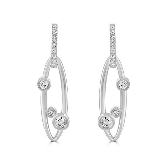 DMR Lunar White Gold Diamond Drop Earrings