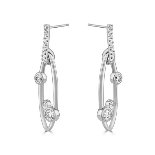 DMR Lunar White Gold Diamond Drop Earrings