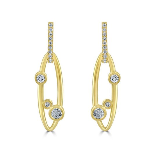 DMR Lunar Yellow Gold Diamond Drop Earrings